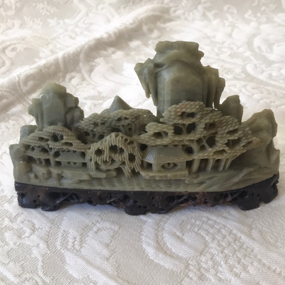 Antique soapstone Chinese village